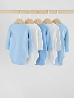 Next Blue 5 Pack Baby Long Sleeve Bodysuits^BOY Baby Winter Clothing|Bodysuits & Vests