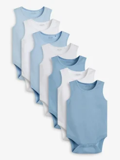 Next Blue 7 Pack Baby Vest Bodysuits^BOY Bodysuits & Vests|Vests