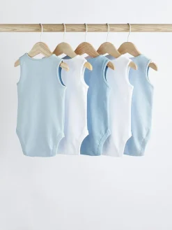 Next Blue 5 Pack Baby Vest Bodysuits^BOY Baby Winter Clothing|Bodysuits & Vests