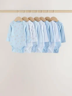 Clearance Next Blue 7 Pack Long Sleeved Baby Bear Bodysuit