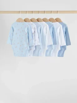 Clearance Next Blue 7 Pack Long Sleeved Baby Bear Bodysuit