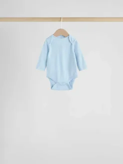 Clearance Next Blue 7 Pack Long Sleeved Baby Bear Bodysuit