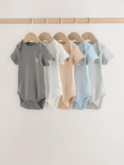 Hot Next Blue 5 Pack Short Sleeve Baby Bodysuits
