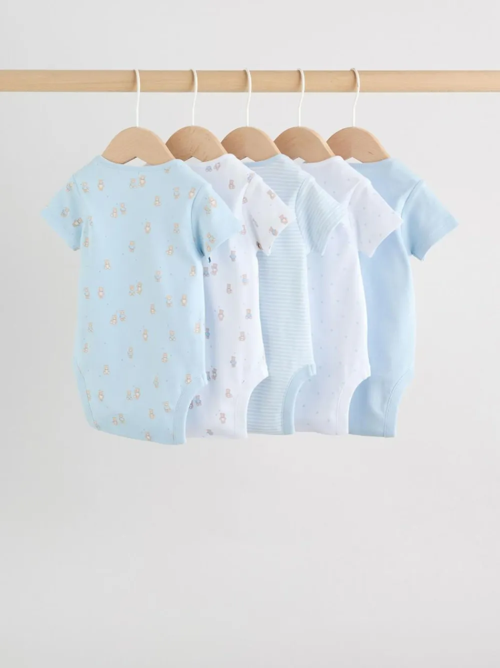 Next Blue 5 Pack Short Sleeve Baby Bear Bodysuit^BOY Bodysuits & Vests|Vests