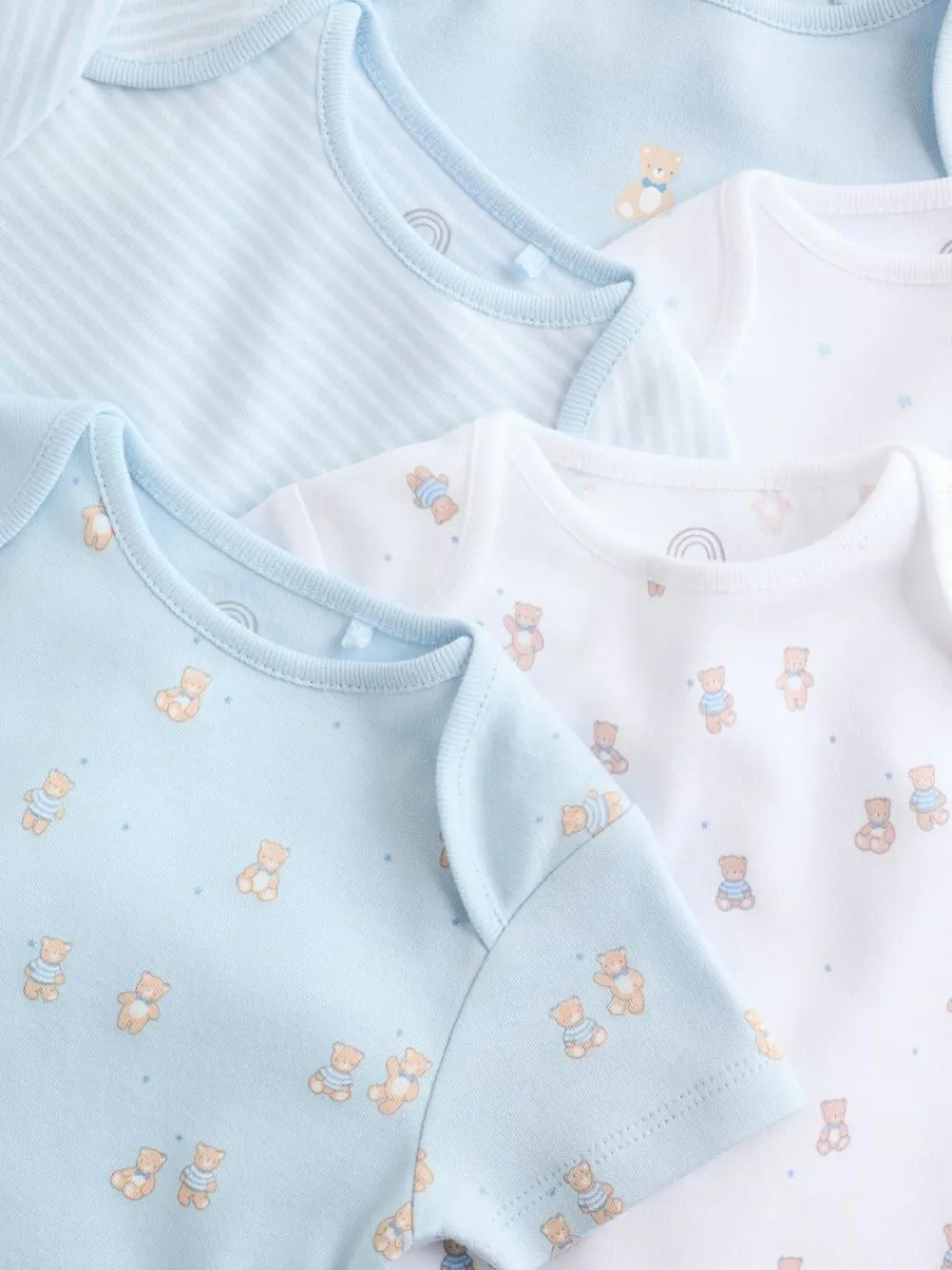 Next Blue 5 Pack Short Sleeve Baby Bear Bodysuit^BOY Bodysuits & Vests|Vests