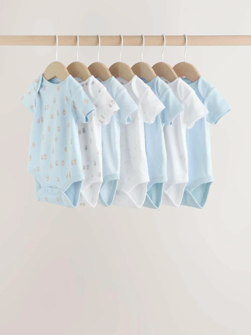 Next Blue 7 Pack Short Sleeve Baby Bear Bodysuit^BOY Bodysuits & Vests|Vests
