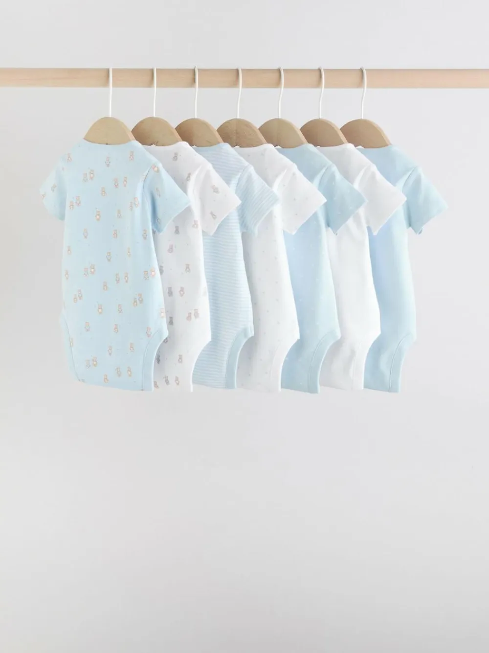 Next Blue 7 Pack Short Sleeve Baby Bear Bodysuit^BOY Bodysuits & Vests|Vests