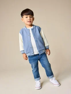 New Next Jersey Bomber Jacket (3mths-7yrs) Blue and Ecru