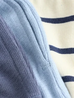 New Next Textured Shorts 3 Pack (3mths-7yrs) Blue And Striped