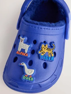 Clearance Next Warm Lined Slipper Clogs Blue Animal