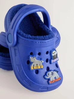 Clearance Next Warm Lined Slipper Clogs Blue Animal