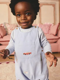 Online Next Blue Baby Corduroy 100% Cotton Dungaree and Bodysuit Set