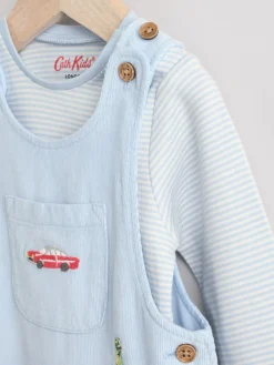 Online Next Blue Baby Corduroy 100% Cotton Dungaree and Bodysuit Set
