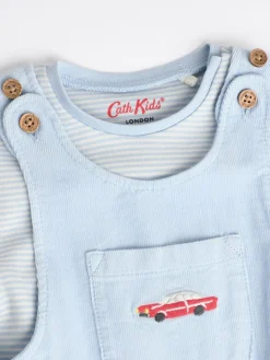 Online Next Blue Baby Corduroy 100% Cotton Dungaree and Bodysuit Set