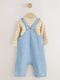 Hot Next Baby Denim Dungarees and Bodysuit Set (0mths-2yrs) Blue