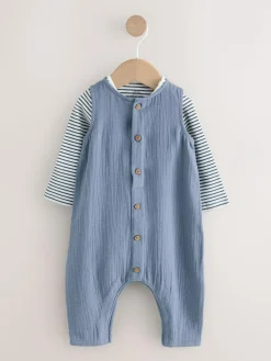 New Next Baby Dungarees and Bodysuit Set (0mths-2yrs) Blue