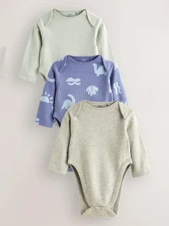 Best Next Blue Baby Hip Dysplasia Long Sleeve Bodysuits 3 Pack