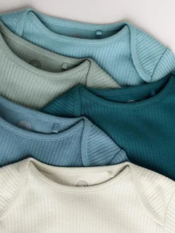 Next Blue Baby Long Sleeve Bodysuits 5 Pack^BOY Multipacks|Bodysuits & Vests