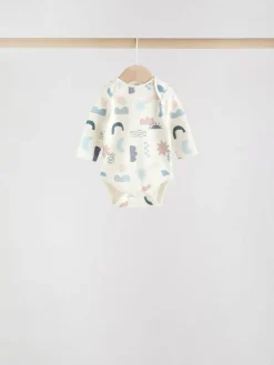 Next Blue Baby Long Sleeve Bodysuits 5 Pack^BOY Bodysuits & Vests|Vests