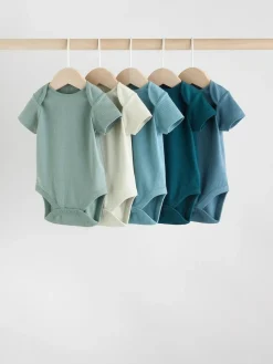 Next Blue Baby Short Sleeve Bodysuits 5 Pack^BOY Newborn Clothing|Multipacks