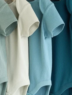 Next Blue Baby Short Sleeve Bodysuits 5 Pack^BOY Newborn Clothing|Multipacks