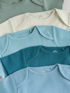 Next Blue Baby Short Sleeve Bodysuits 5 Pack^BOY Newborn Clothing|Multipacks