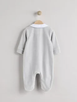 Next Blue Baby Teddy Bear Textured Sleepsuit (0mths-3yrs)