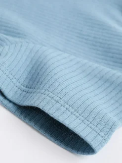 New Next Blue Baby Two Way Zip 100% Cotton Rompers 3 Pack (0-3yrs)