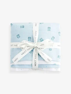 Clearance Next Baby Muslins Cloths 4 Pack Blue Bear