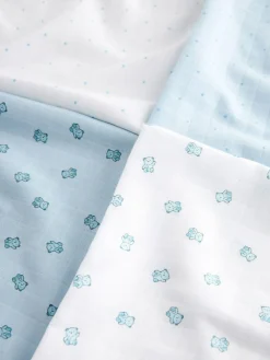 Clearance Next Baby Muslins Cloths 4 Pack Blue Bear