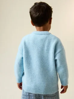 Clearance Next Blue Bear Character Knitted Crew Neck Jumper (3mths-7yrs)