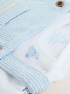 Sale Next Blue Bear Cord Dungarees and Bodysuit Set (0mths-2yrs)