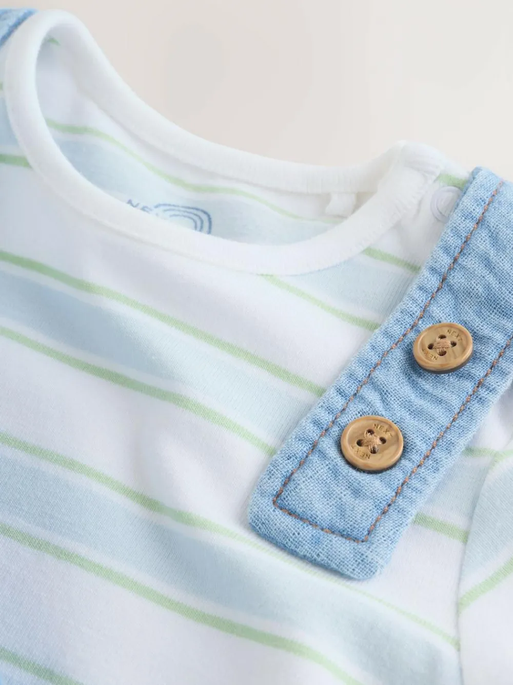Online Next Blue Bear Woven Dungarees and Bodysuit Baby Set (0mths-2yrs)