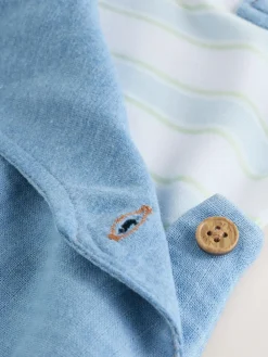 Online Next Blue Bear Woven Dungarees and Bodysuit Baby Set (0mths-2yrs)