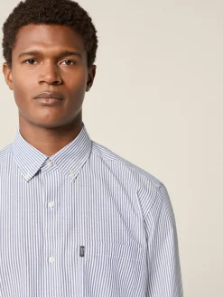 Next Regular Fit Easy Iron Button Down Oxford Shirt Blue Bengal