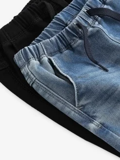 Next Blue Black Denim Supersoft Pull-On Jeans With Stretch 2 Pack (3mths-7yrs)^BOY Multipacks|Jeans & Joggers