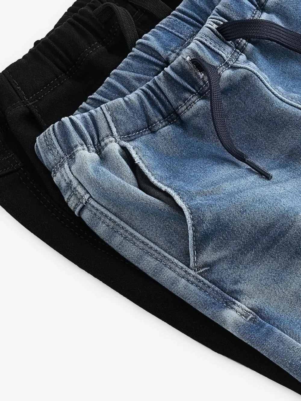 Next Blue Black Denim Supersoft Pull-On Jeans With Stretch 2 Pack (3mths-7yrs)^BOY Multipacks|Jeans & Joggers