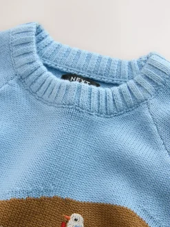 Outlet Next Blue Boat Knitted Crew Neck Jumper (3mths-7yrs)