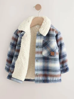Sale Next Borg Lined Check Shacket (3mths-7yrs) Blue