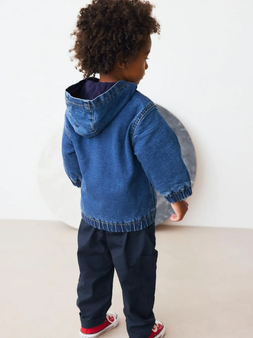 Next Blue Borg Lined Hooded Zip Through Denim Shacket (3mths-7yrs)^BOY Coats, Jackets & Pramsuits|Coats, Jackets & Pramsuits
