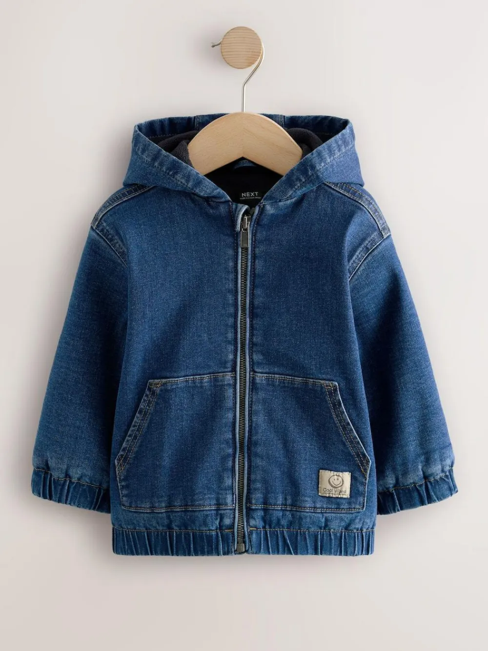 Next Blue Borg Lined Hooded Zip Through Denim Shacket (3mths-7yrs)^BOY Coats, Jackets & Pramsuits|Coats, Jackets & Pramsuits