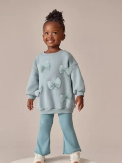 Outlet Next Bow Sweatshirt & Flare Leggings Set (3mths-7yrs) Blue