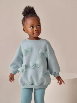 Outlet Next Bow Sweatshirt & Flare Leggings Set (3mths-7yrs) Blue
