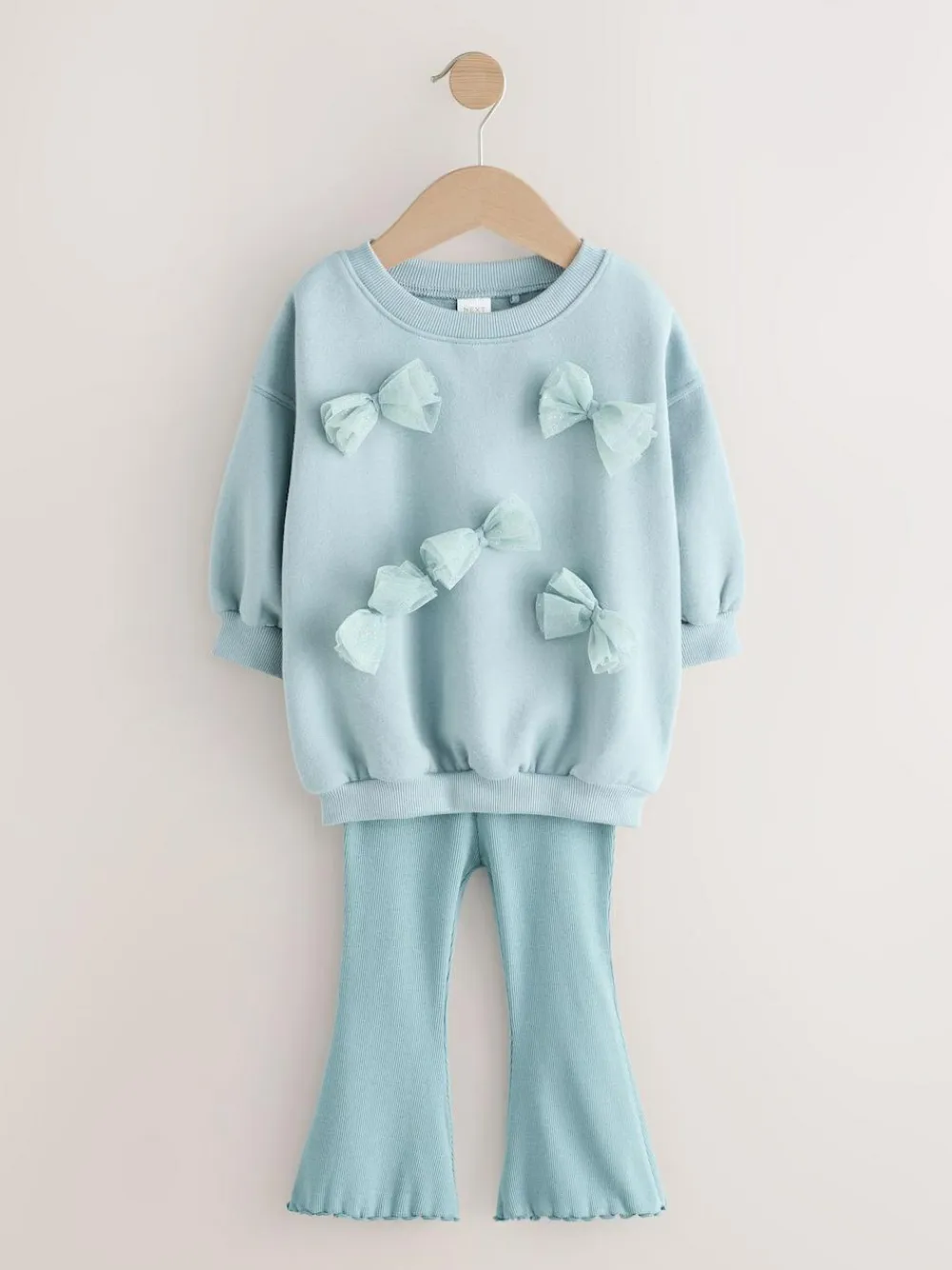 Outlet Next Bow Sweatshirt & Flare Leggings Set (3mths-7yrs) Blue