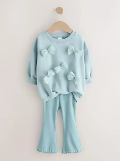 Outlet Next Bow Sweatshirt & Flare Leggings Set (3mths-7yrs) Blue