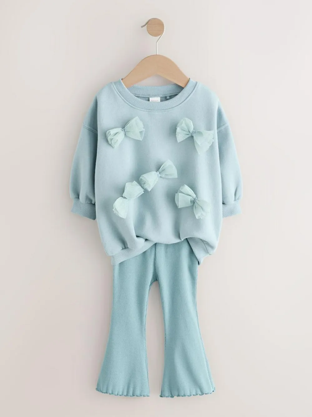Outlet Next Bow Sweatshirt & Flare Leggings Set (3mths-7yrs) Blue