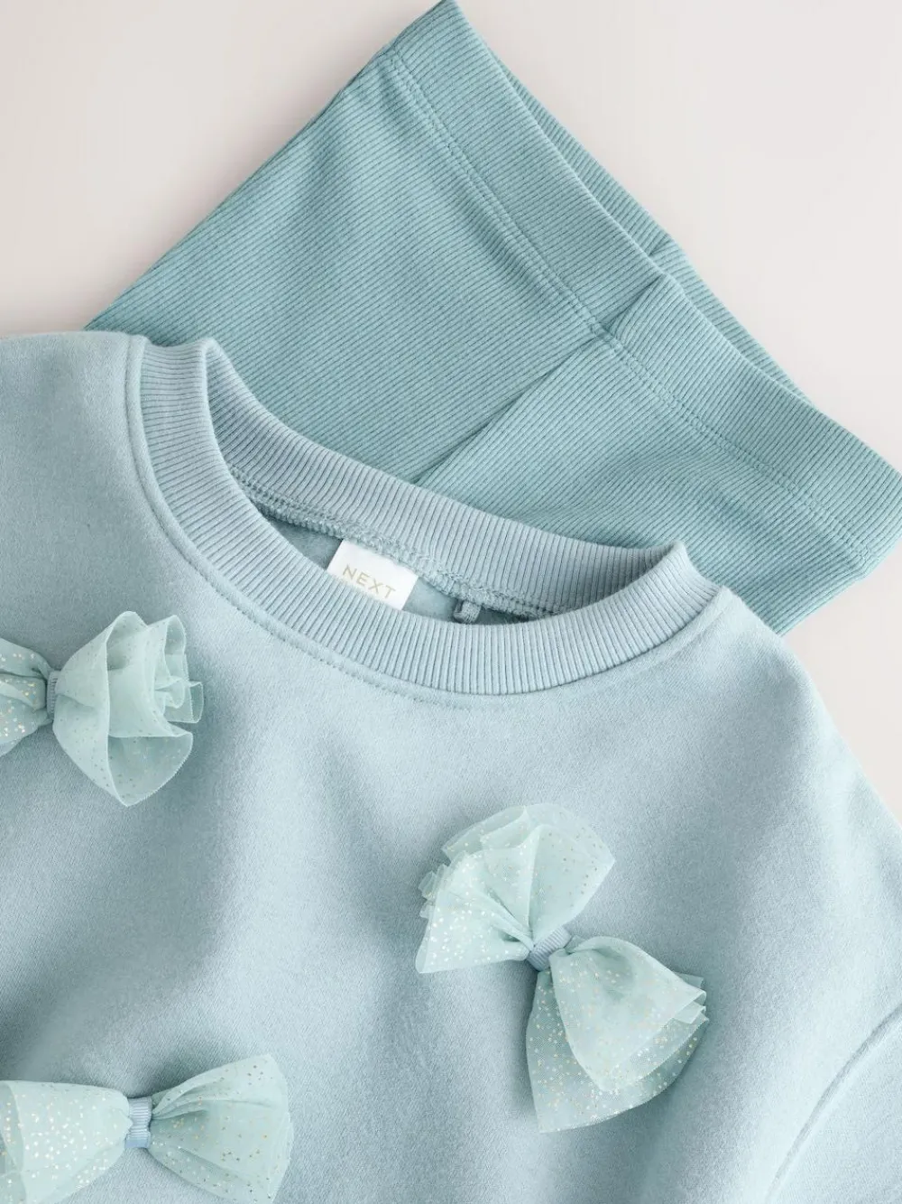 Outlet Next Bow Sweatshirt & Flare Leggings Set (3mths-7yrs) Blue