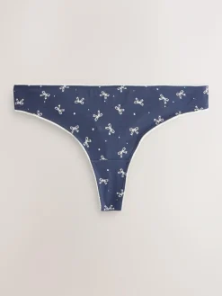 Hot Next Thong Cotton Rich Knickers 7 Pack Blue Bows
