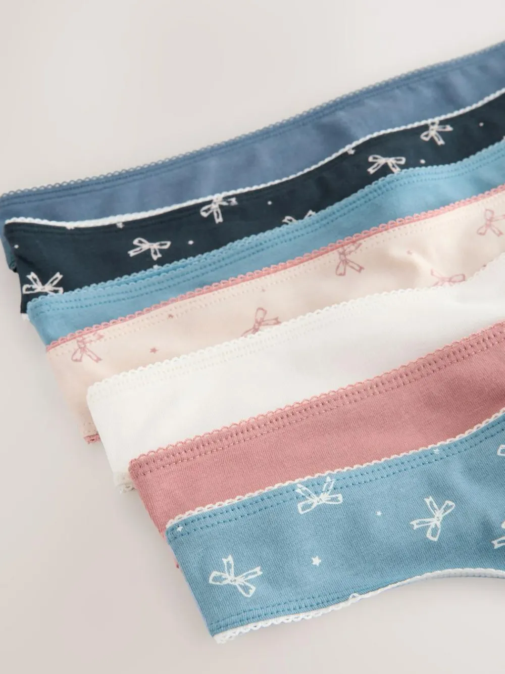 Hot Next Thong Cotton Rich Knickers 7 Pack Blue Bows