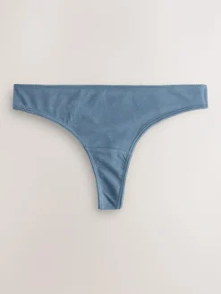 Hot Next Thong Cotton Rich Knickers 7 Pack Blue Bows